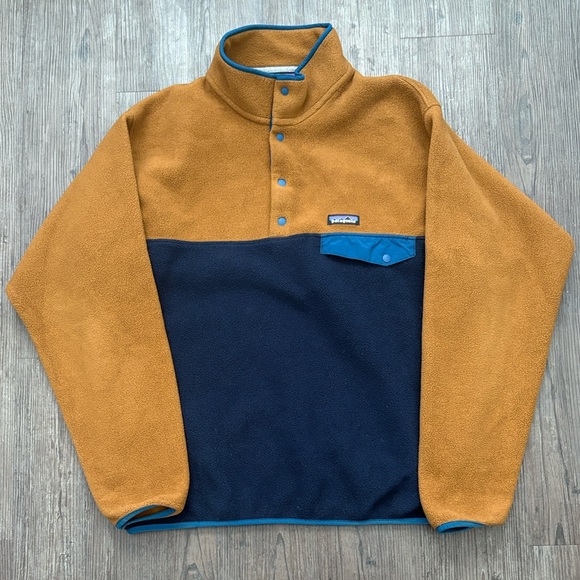 Patagonia Other - PATAGONIA SYNCHILLA SNAP-T PULLOVER TAN BLUE FLEECE PULLOVER MENS LARGE
